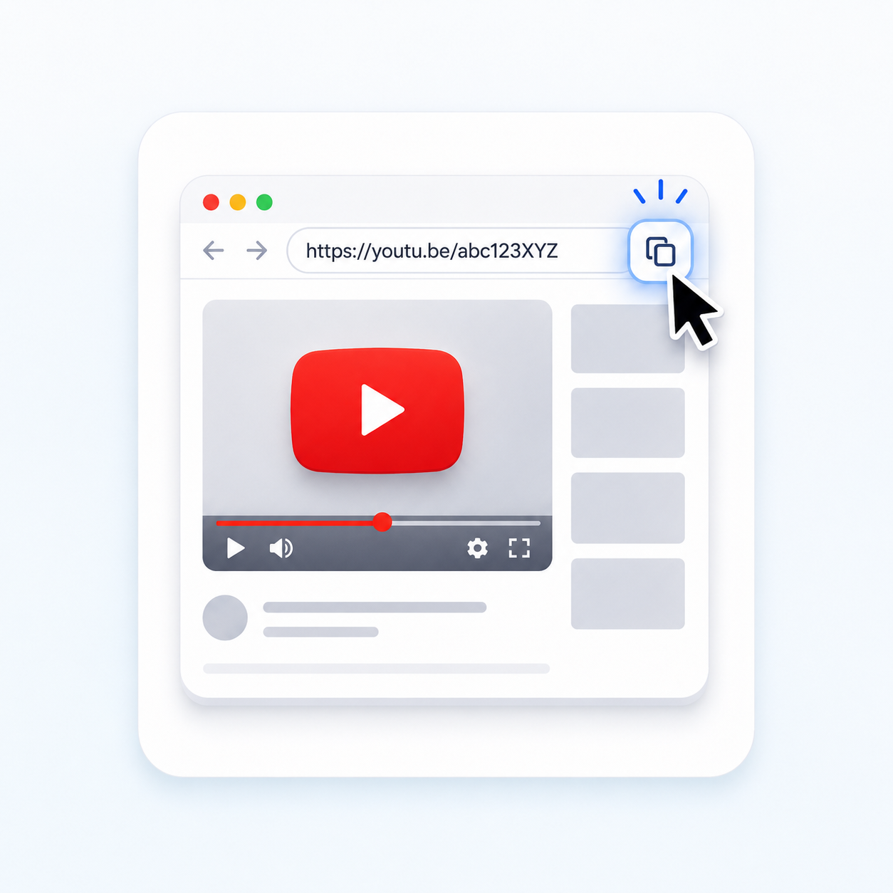Copiez la vidéo depuis YouTube